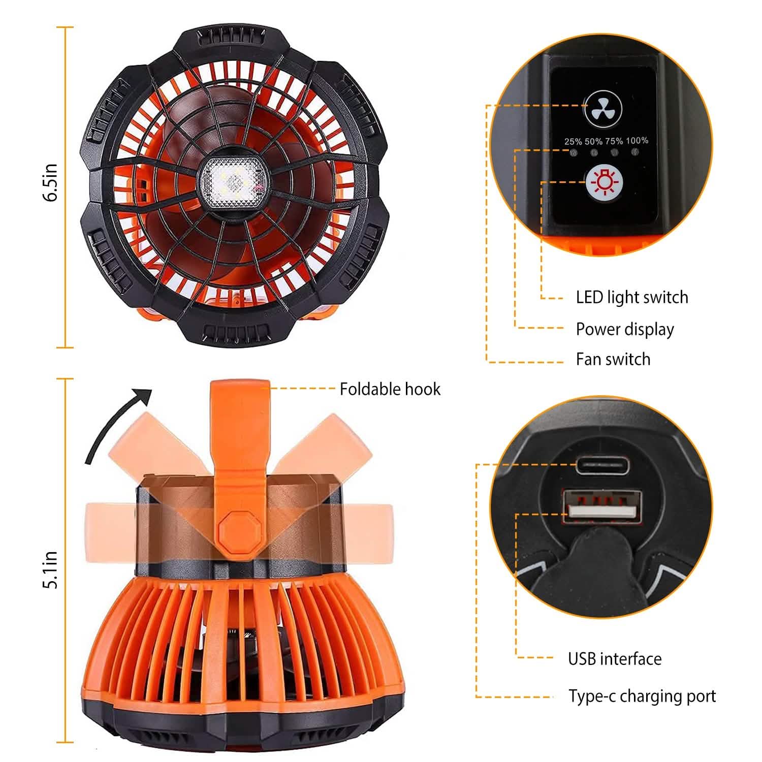 2-in-1 Portable Camping Lantern Electric Fan Outdoor Recreation - Tophatter Daily Deals