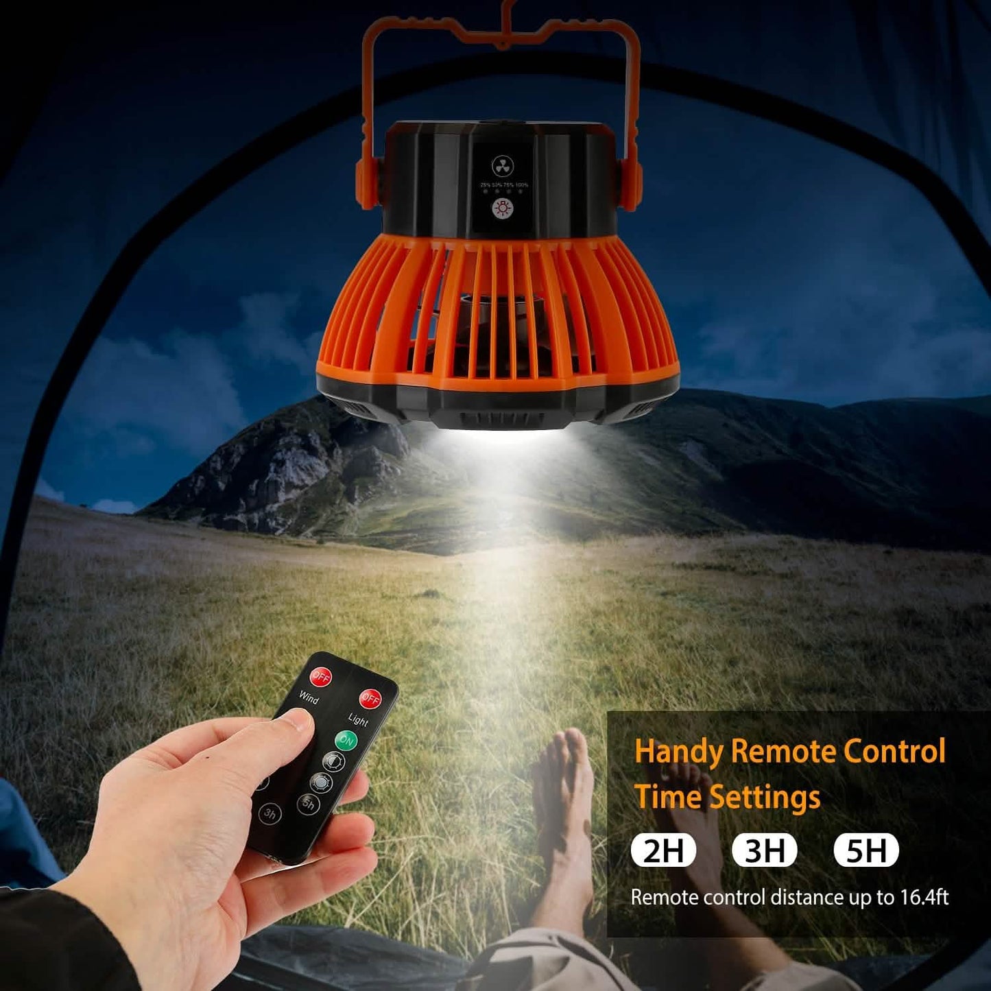 2-in-1 Portable Camping Lantern Electric Fan Outdoor Recreation - Tophatter Daily Deals