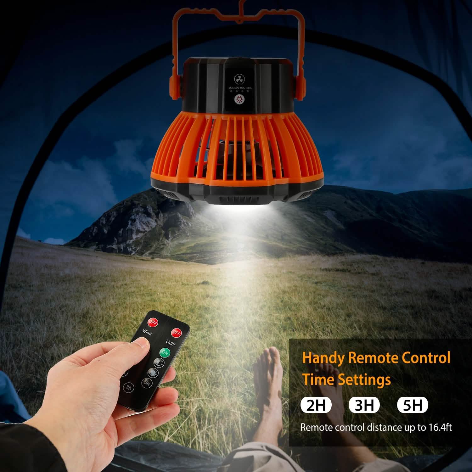 2-in-1 Portable Camping Lantern Electric Fan Outdoor Recreation - Tophatter Daily Deals