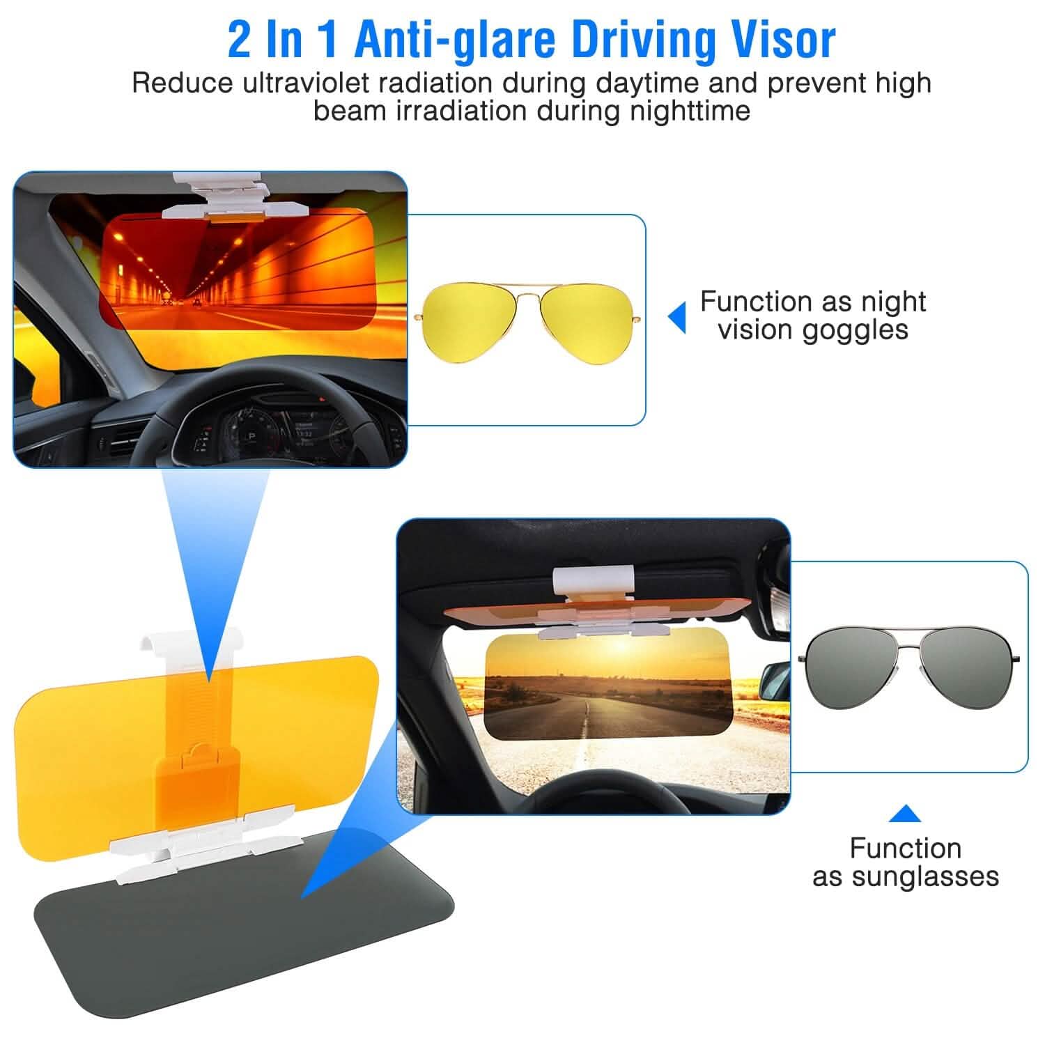 2-in-1 Sun Visor Extender with Adjustable View Angles Automotive - Tophatter Daily Deals
