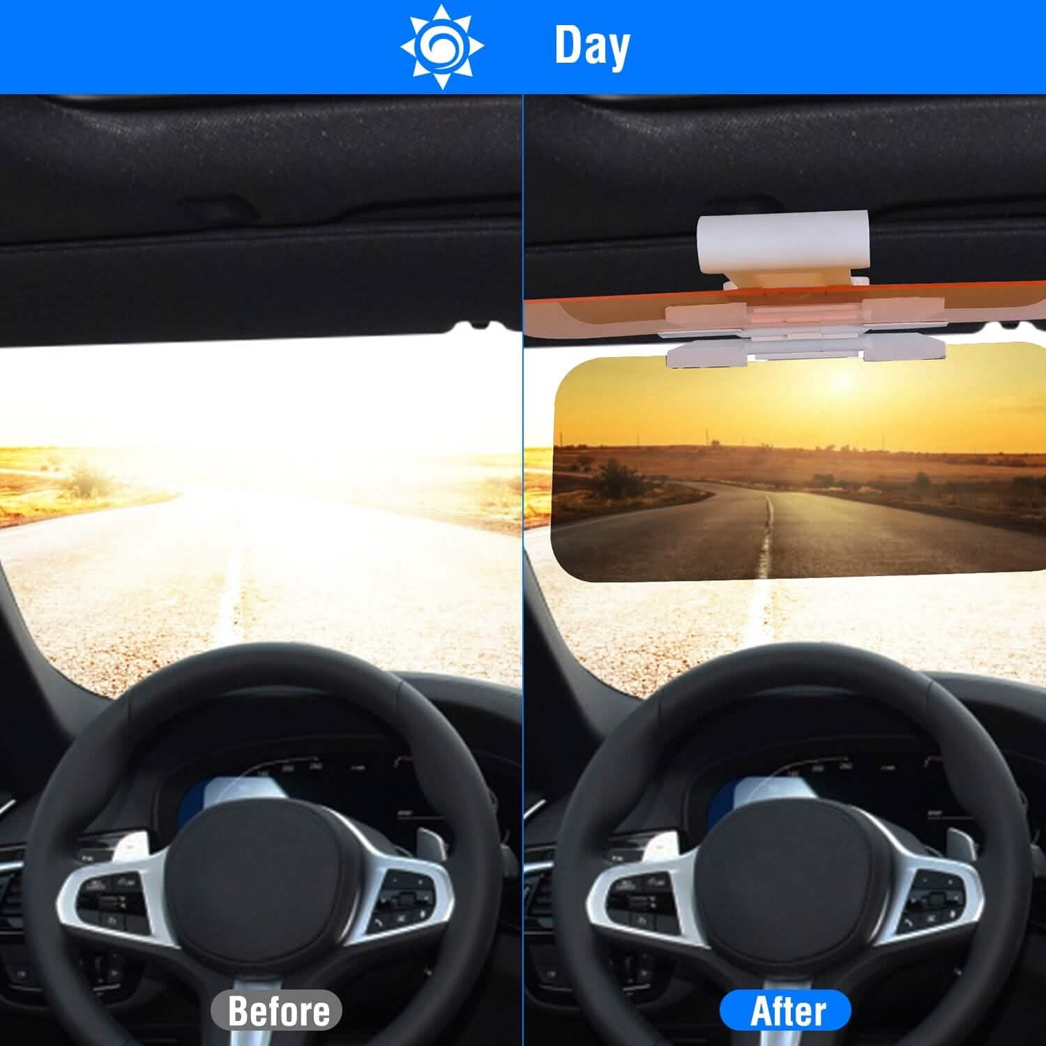2-in-1 Sun Visor Extender with Adjustable View Angles Automotive - Tophatter Daily Deals