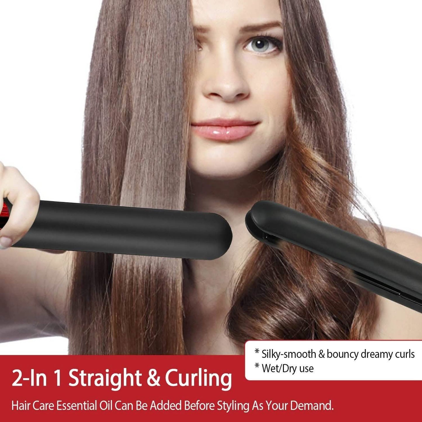 2-in-1 Twist Hair Straightener Ceramic Plate Hair Curler with Temperature Adjust LCD Display Beauty & Personal Care - Tophatter Daily Deals