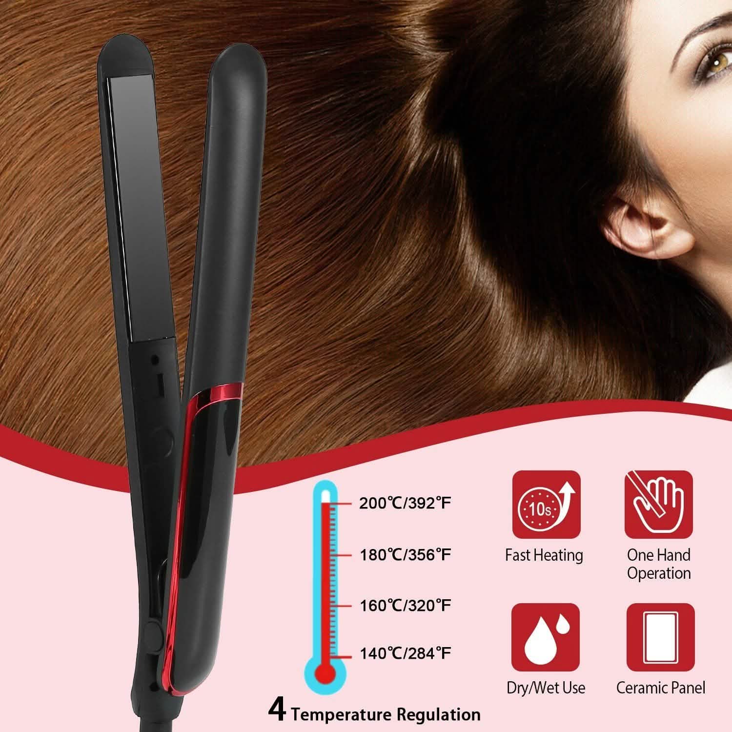 2-in-1 Twist Hair Straightener Ceramic Plate Hair Curler with Temperature Adjust LCD Display Beauty & Personal Care - Tophatter Daily Deals