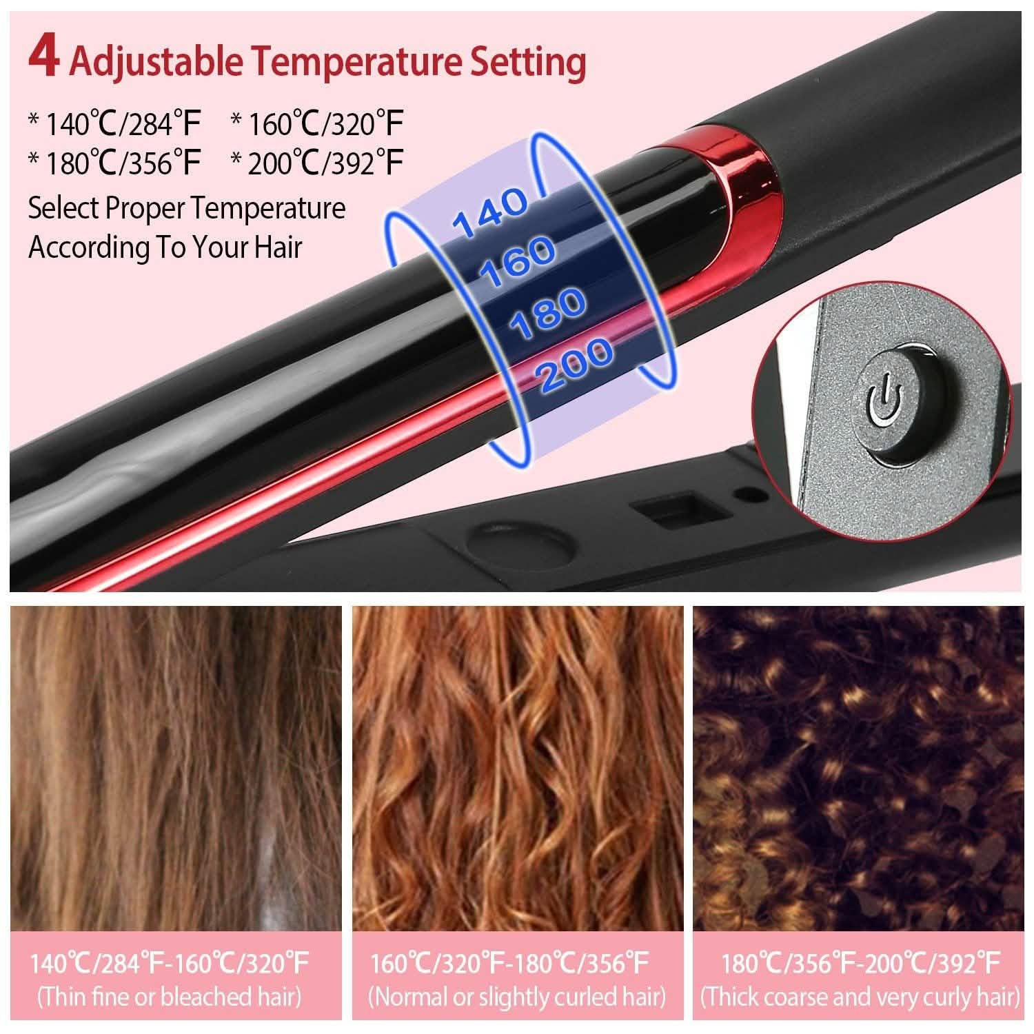 2-in-1 Twist Hair Straightener Ceramic Plate Hair Curler with Temperature Adjust LCD Display Beauty & Personal Care - Tophatter Daily Deals