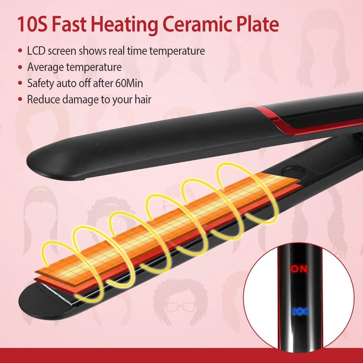 2-in-1 Twist Hair Straightener Ceramic Plate Hair Curler with Temperature Adjust LCD Display Beauty & Personal Care - Tophatter Daily Deals