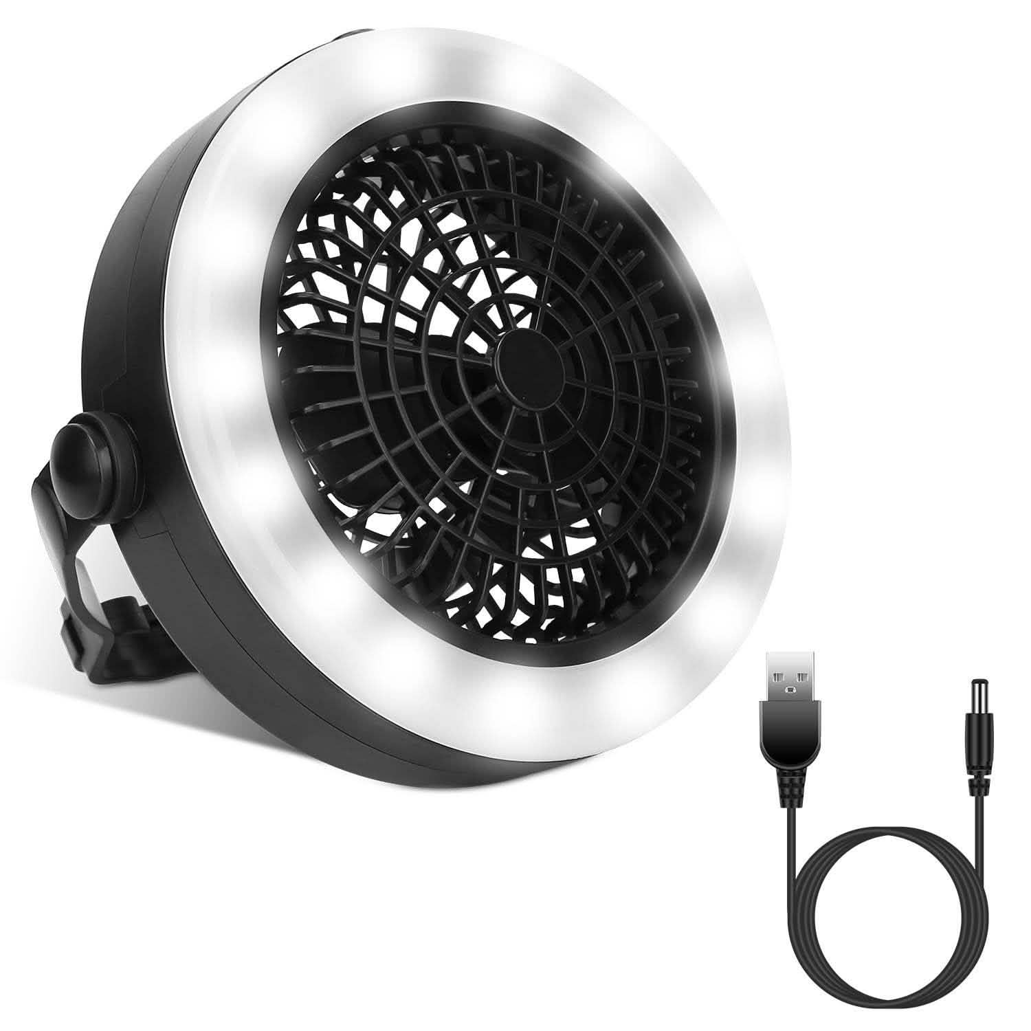 2-in-1 Outdoor Battery/USB Operated Portable Camping LED Fan Outdoor Recreation - Tophatter Daily Deals