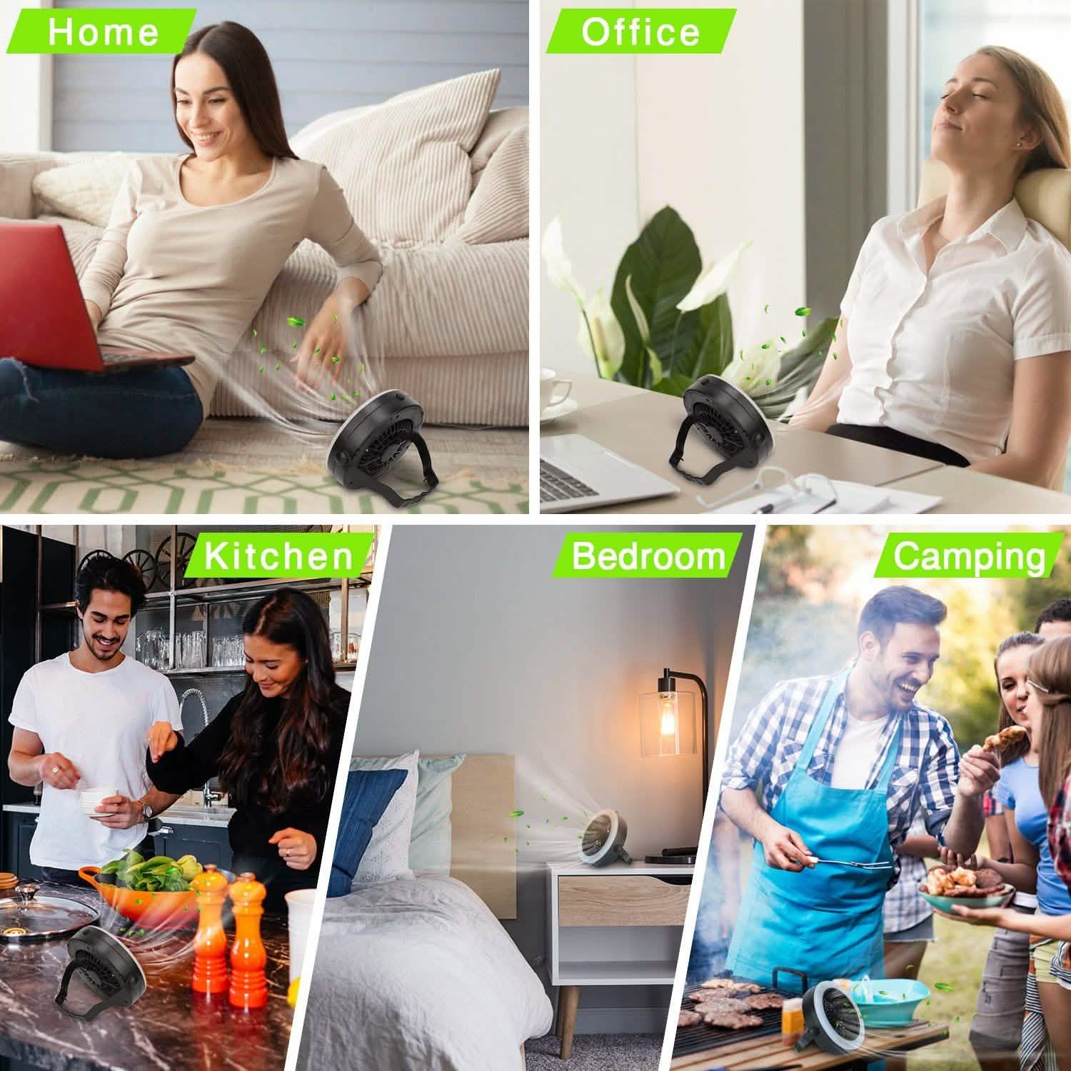 2-in-1 Outdoor Battery/USB Operated Portable Camping LED Fan Outdoor Recreation - Tophatter Daily Deals