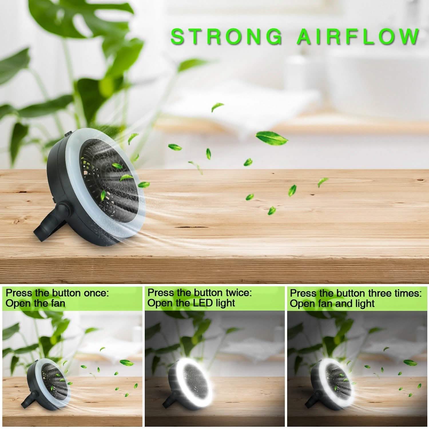 2-in-1 Outdoor Battery/USB Operated Portable Camping LED Fan Outdoor Recreation - Tophatter Daily Deals