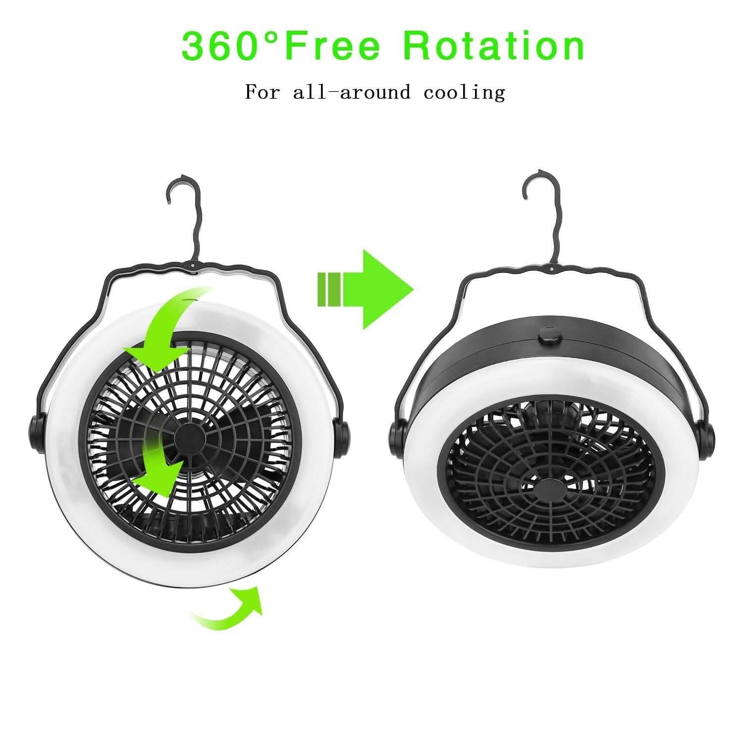 2-in-1 Outdoor Battery/USB Operated Portable Camping LED Fan Outdoor Recreation - Tophatter Daily Deals