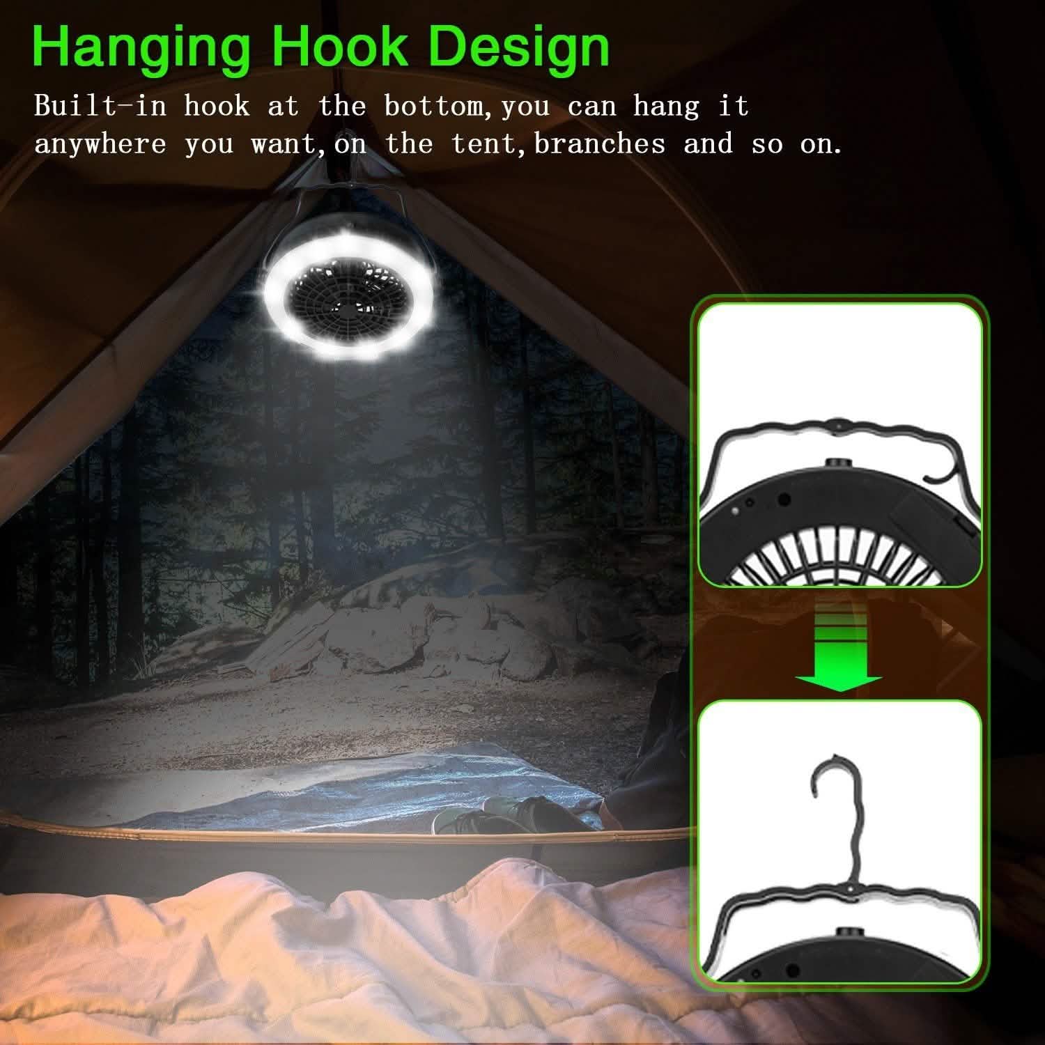 2-in-1 Outdoor Battery/USB Operated Portable Camping LED Fan Outdoor Recreation - Tophatter Daily Deals