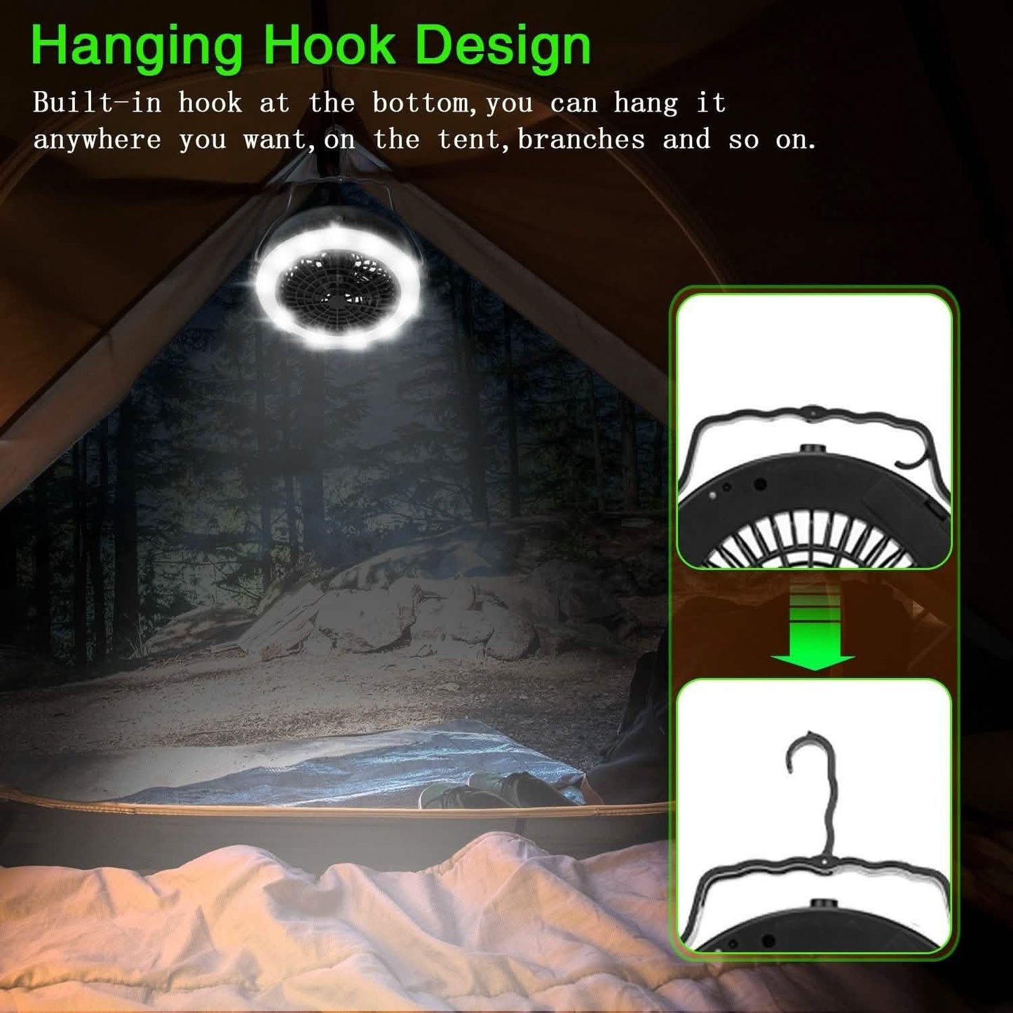 2-in-1 Outdoor Battery/USB Operated Portable Camping LED Fan Outdoor Recreation - Tophatter Daily Deals