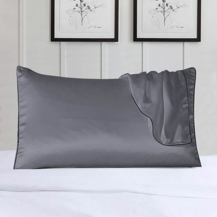 2-Pack 100% Silk Pillow Cover With Trim Gray Bedding - Tophatter Daily Deals