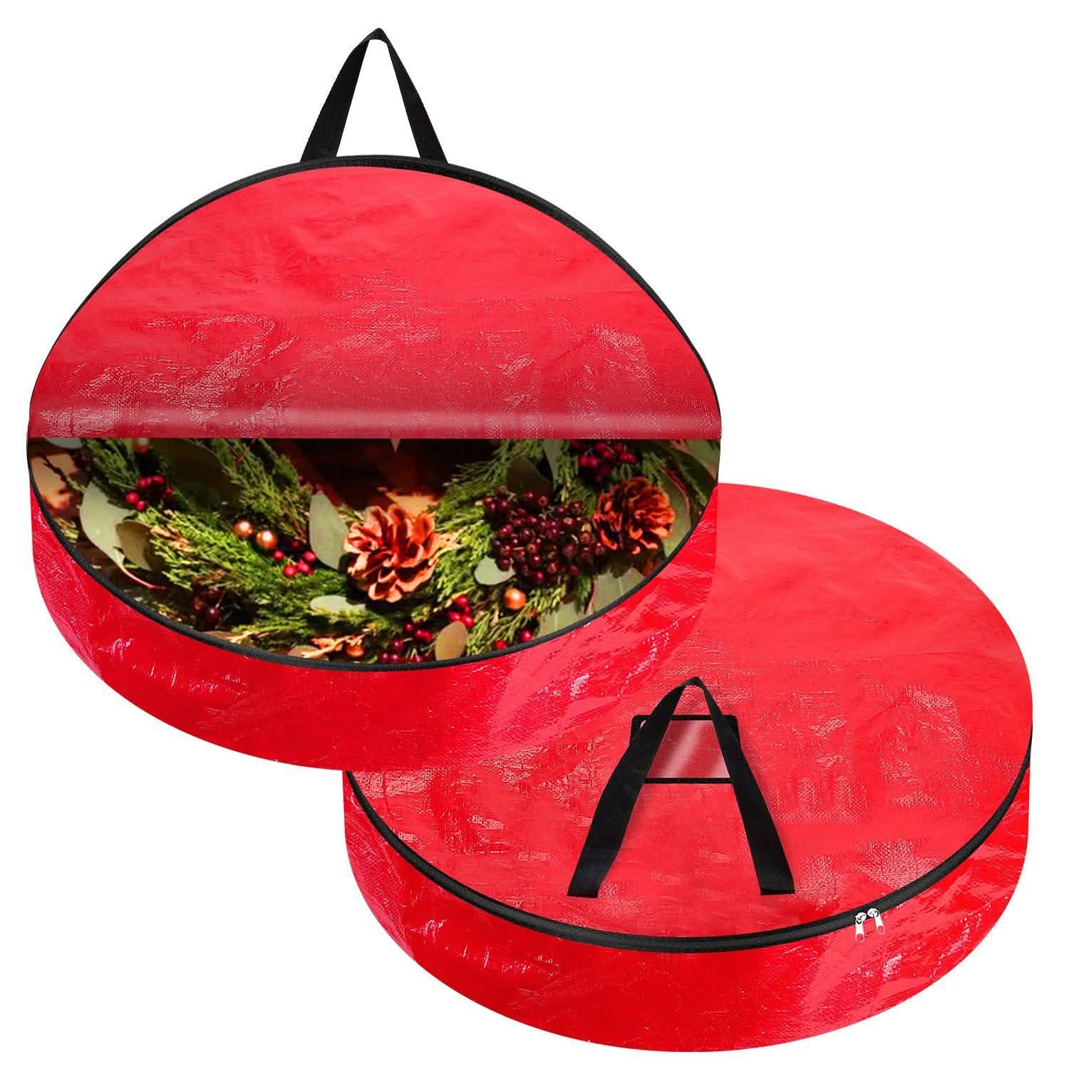 2-Pack: 30" Christmas Wreath Storage Bag 88L Seasonal Decor - Tophatter Daily Deals