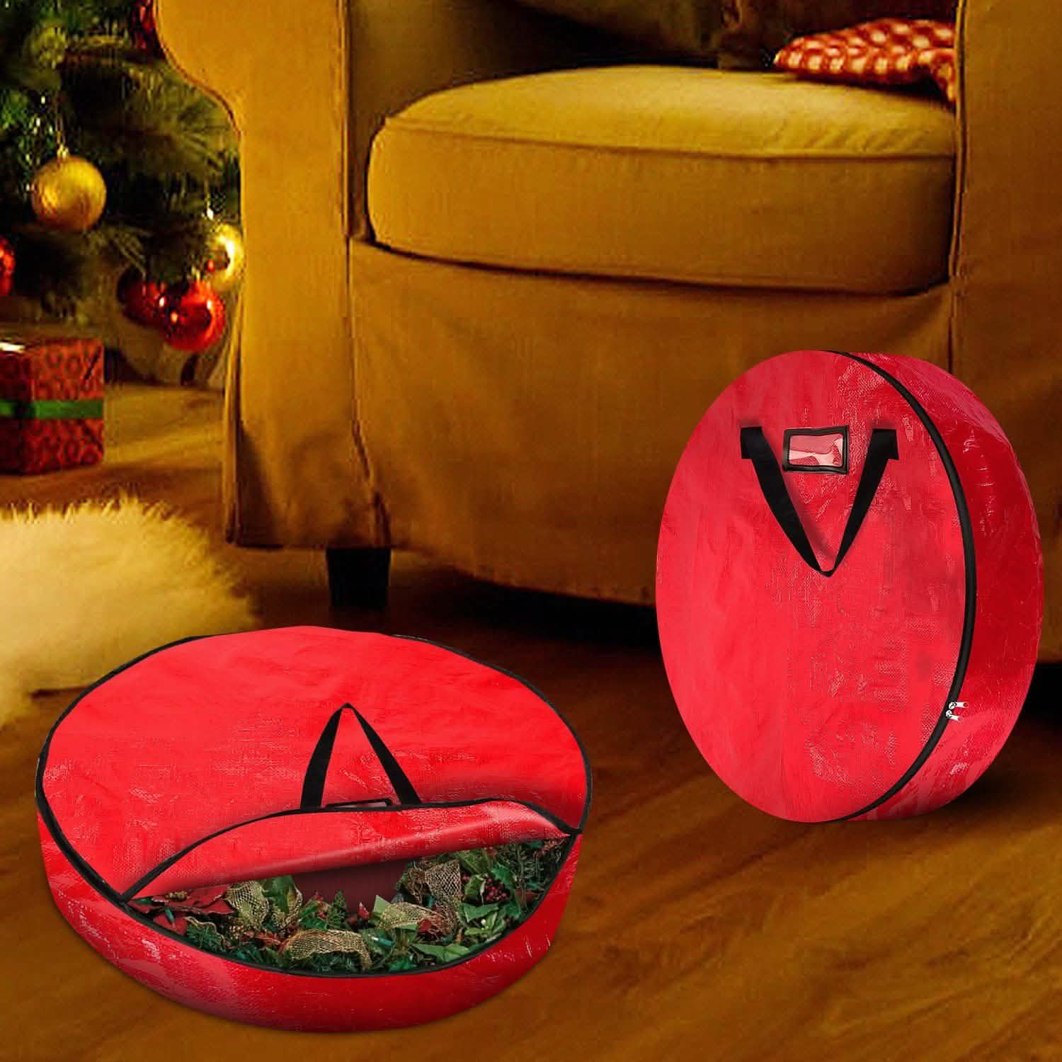 2-Pack: 30" Christmas Wreath Storage Bag 88L Seasonal Decor - Tophatter Daily Deals