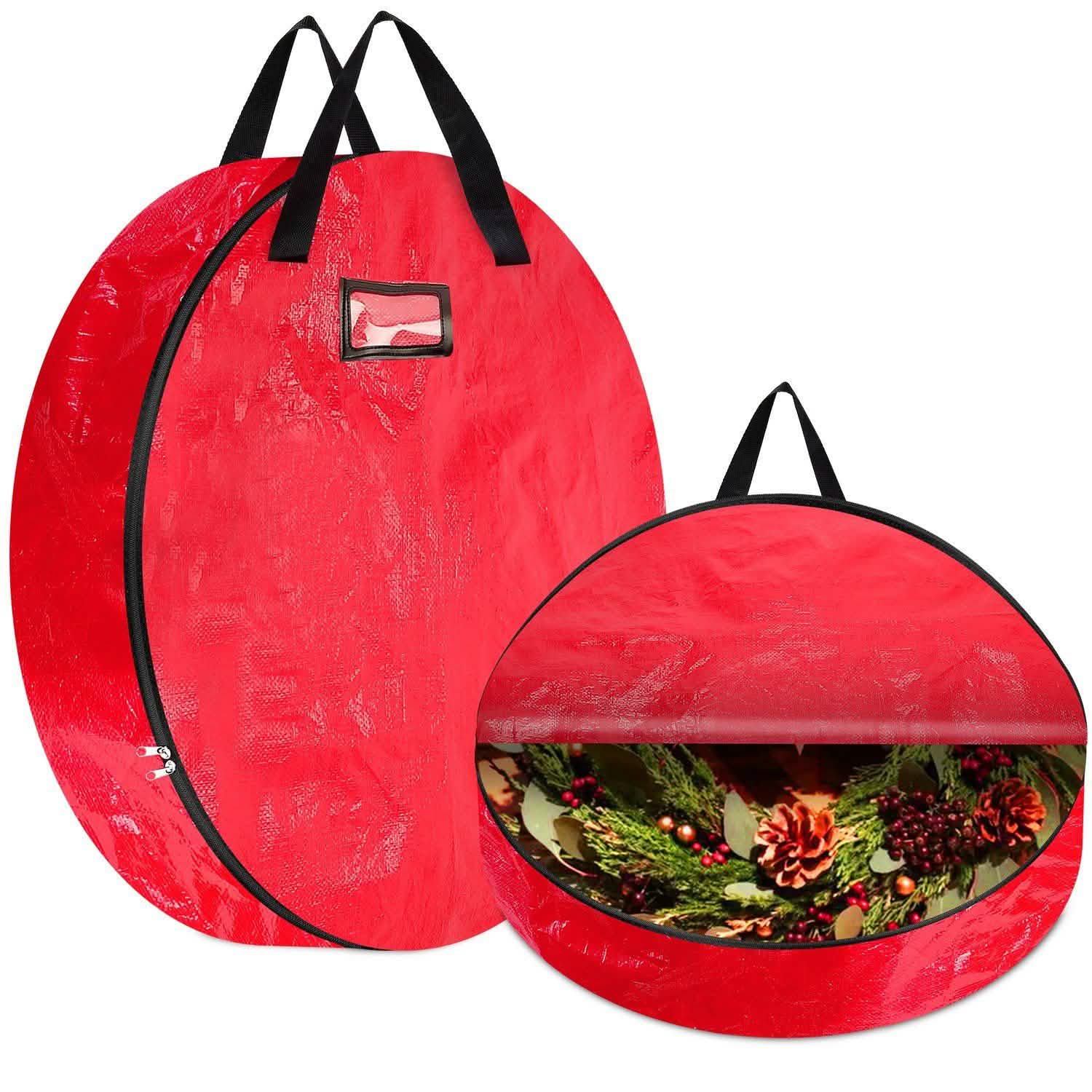 2-Pack: 30" Christmas Wreath Storage Bag 88L Seasonal Decor - Tophatter Daily Deals