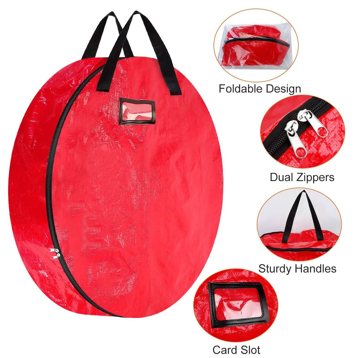 2-Pack: 30" Christmas Wreath Storage Bag 88L Seasonal Decor - Tophatter Daily Deals