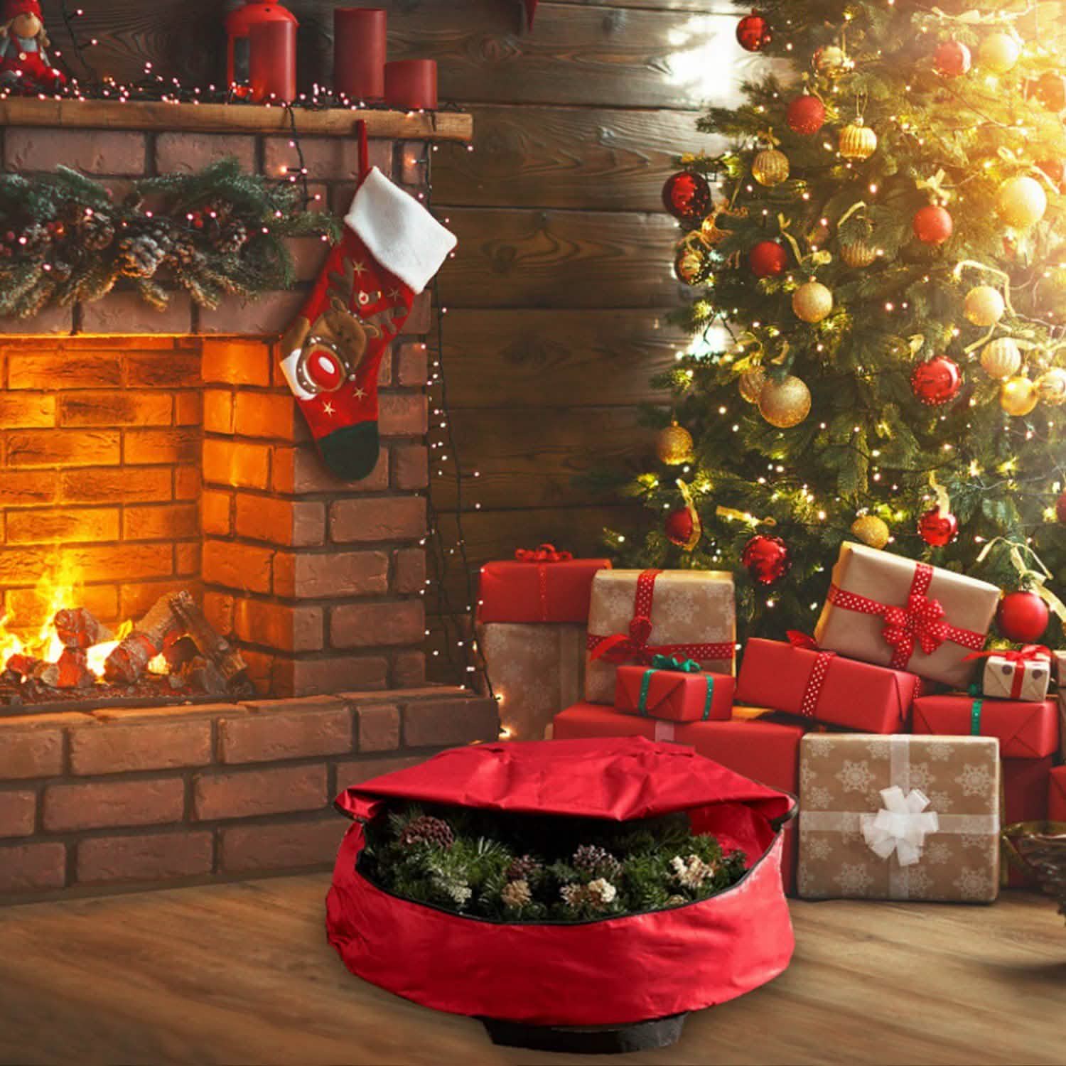 2-Pack: 30" Christmas Wreath Storage Bag 88L Seasonal Decor - Tophatter Daily Deals