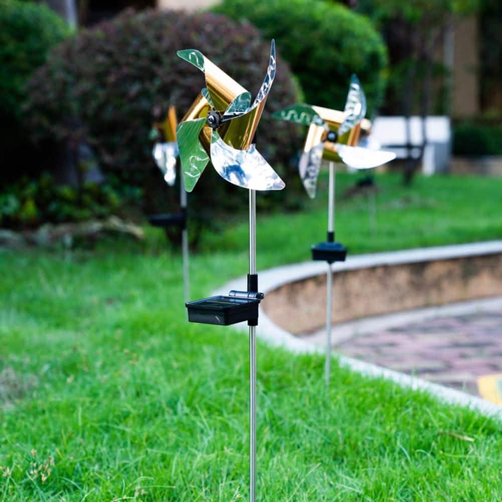 2-Pack: 32LED Outdoor Solar Ground Light Garden Lawn Waterproof Windmill Lamp Solar Outdoor Lights - Tophatter Daily Deals