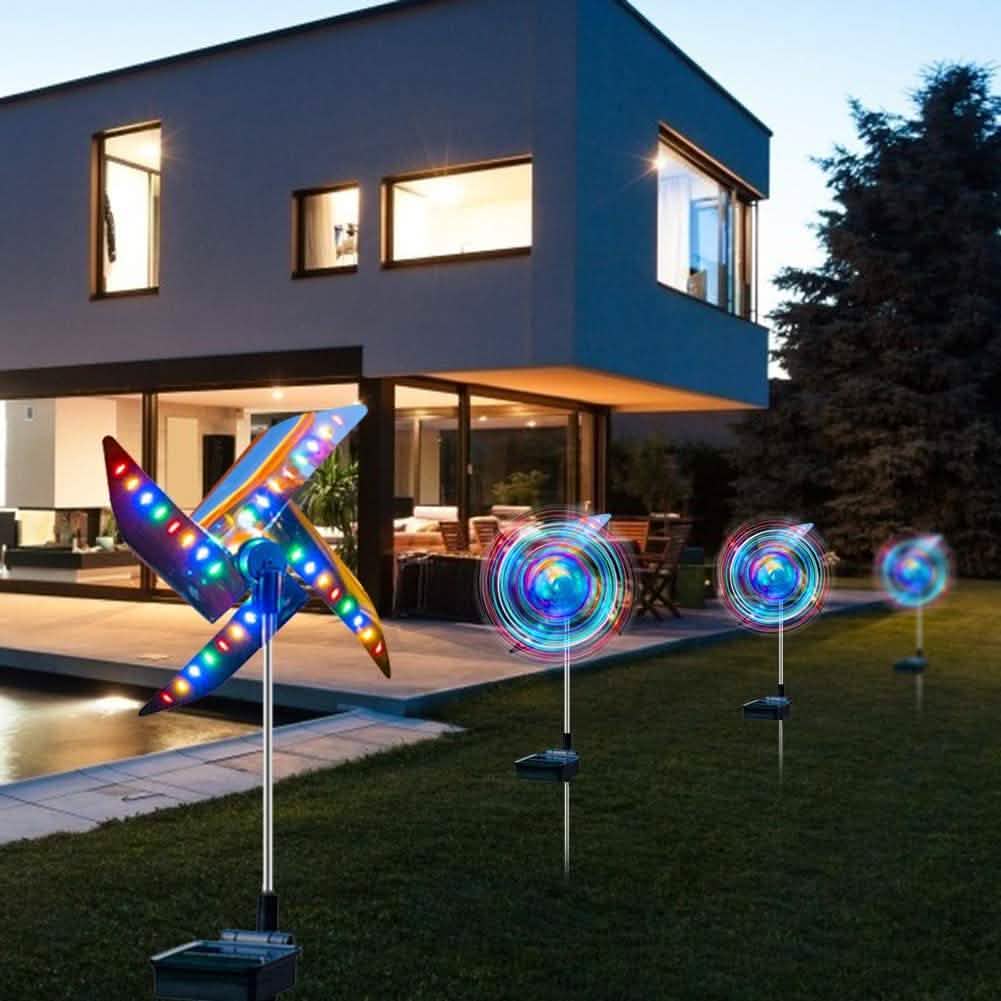 2-Pack: 32LED Outdoor Solar Ground Light Garden Lawn Waterproof Windmill Lamp Solar Outdoor Lights - Tophatter Daily Deals