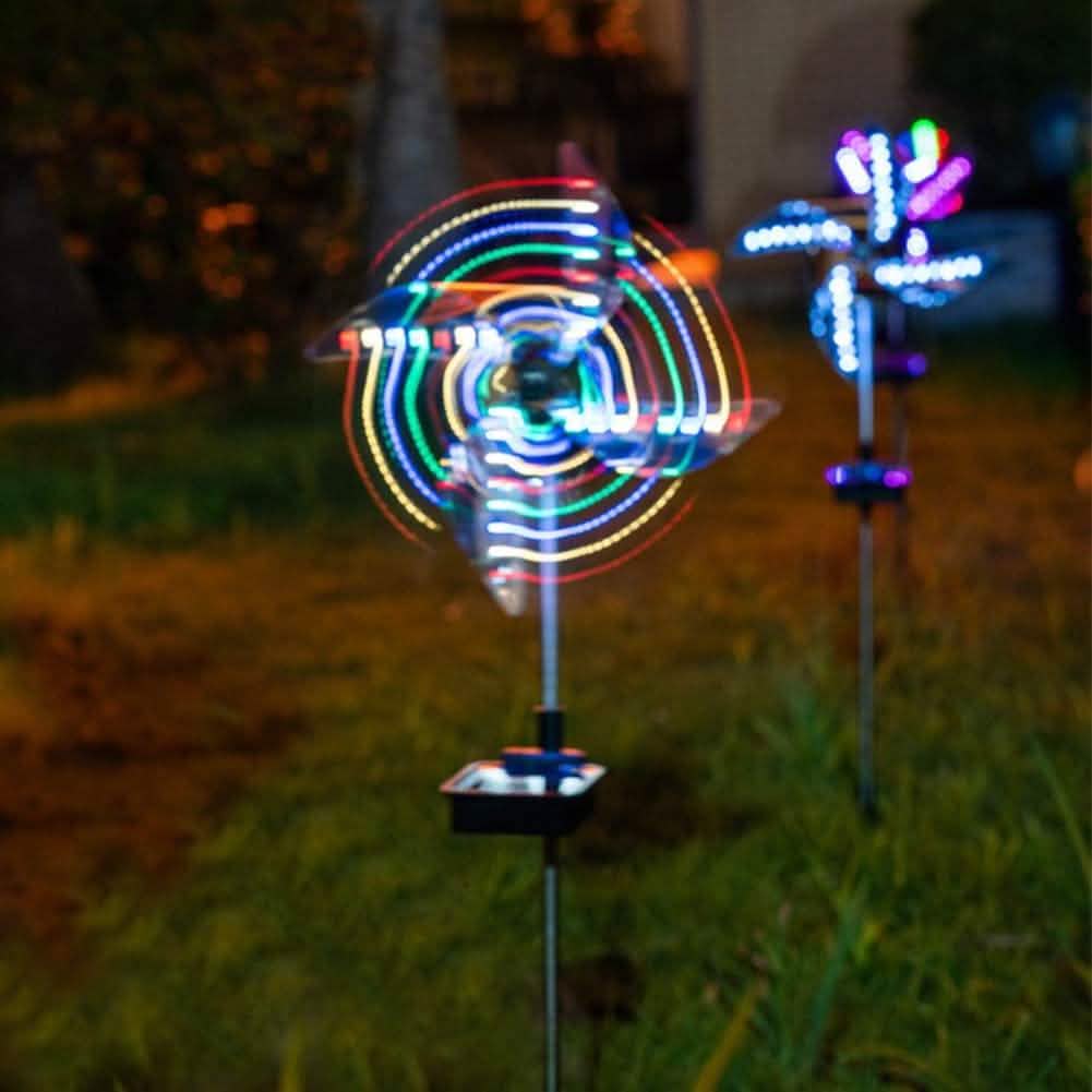 2-Pack: 32LED Outdoor Solar Ground Light Garden Lawn Waterproof Windmill Lamp Solar Outdoor Lights - Tophatter Daily Deals