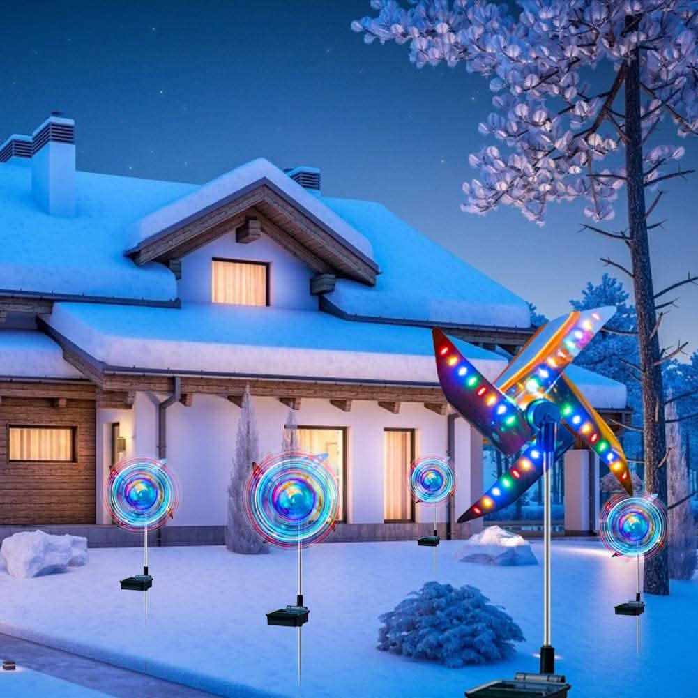 2-Pack: 32LED Outdoor Solar Ground Light Garden Lawn Waterproof Windmill Lamp Solar Outdoor Lights - Tophatter Daily Deals