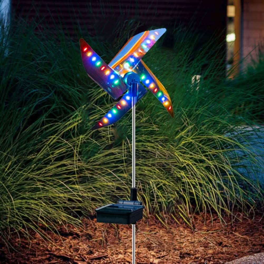 2-Pack: 32LED Outdoor Solar Ground Light Garden Lawn Waterproof Windmill Lamp Solar Outdoor Lights - Tophatter Daily Deals
