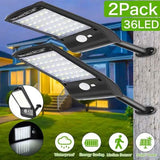 2-Pack: 36 LED Solar Powered Motion Sensor Wall Lamp Outdoor Lighting - Tophatter Daily Deals