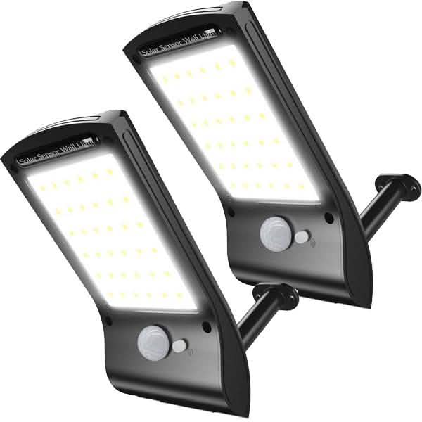 2-Pack: 36 LED Solar Powered Motion Sensor Wall Lamp Outdoor Lighting - Tophatter Daily Deals