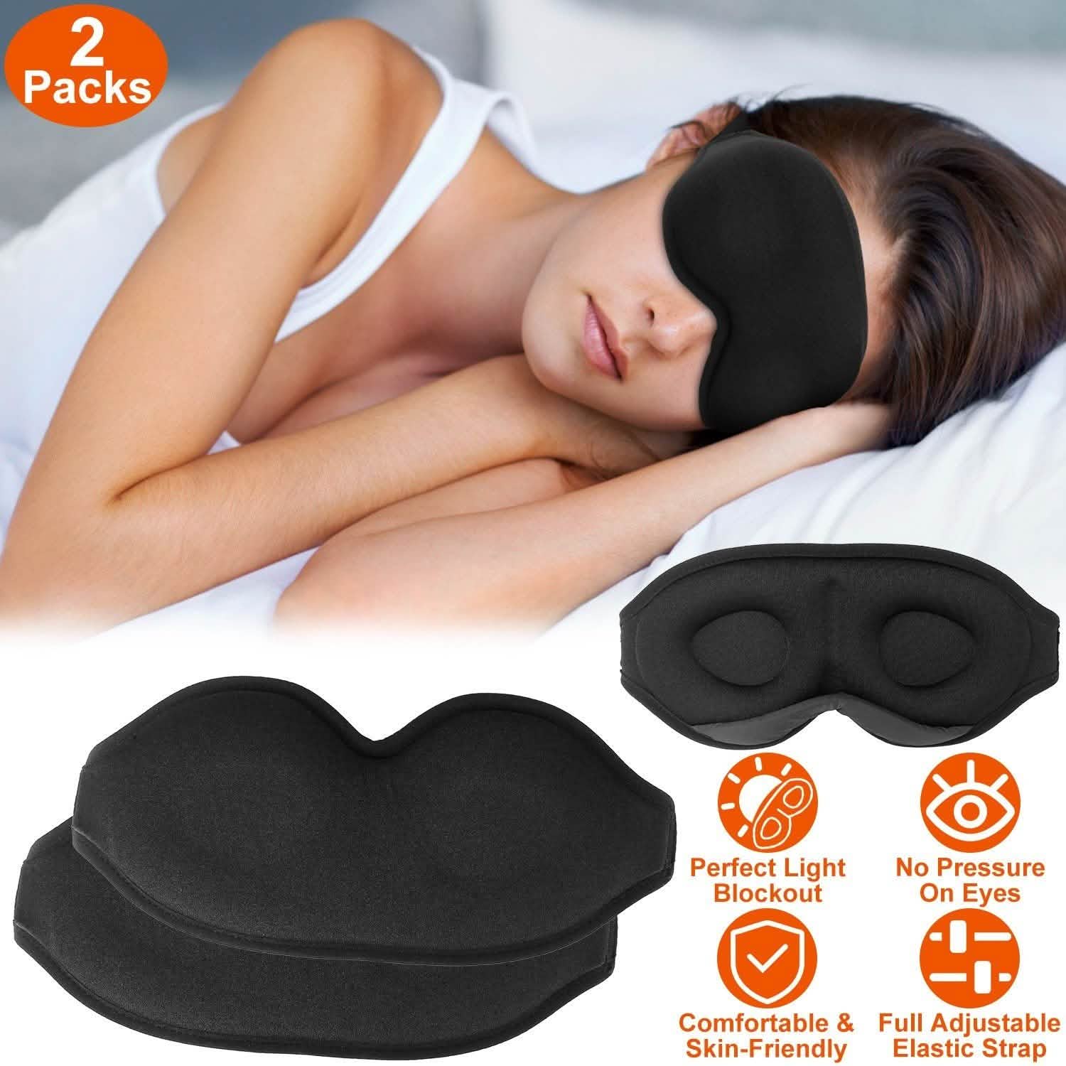 2-Pack: 3D Contoured Cup Light Blockout Sleeping Mask Everything Else - Tophatter Daily Deals