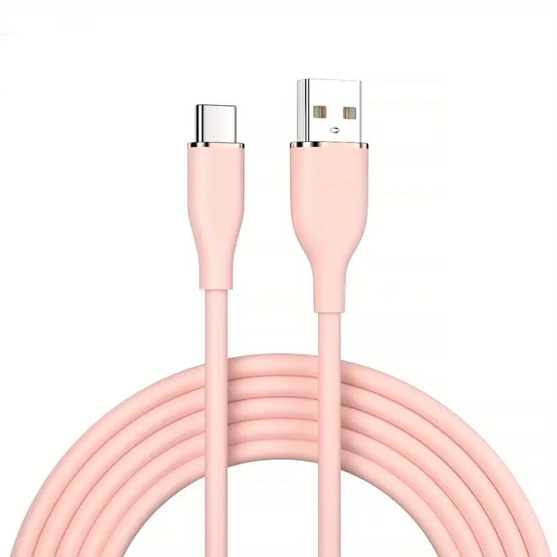 2-Pack: 3Ft. USB to Type-C Data Cable Fast Charger Pink Charging Cable - Tophatter Daily Deals