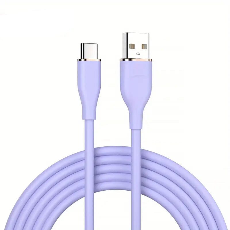2-Pack: 3Ft. USB to Type-C Data Cable Fast Charger Purple Charging Cable - Tophatter Daily Deals