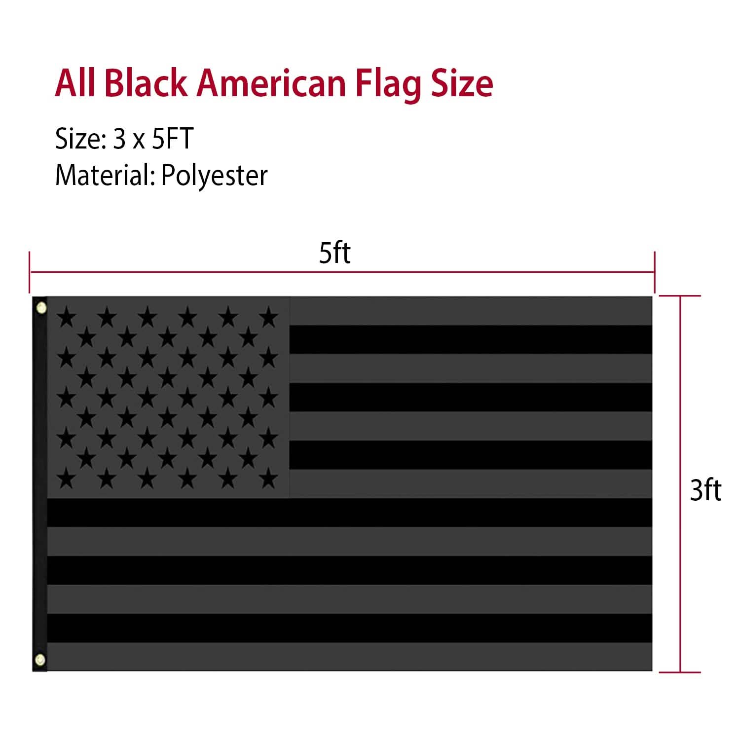 2-Pack: 3X5 Ft. All Black American Flag Everything Else - Tophatter Daily Deals