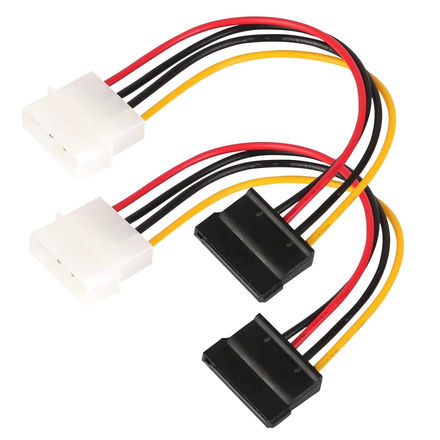 2-Pack: 4 Pin Male To 15Pin Female Data Cable Adapter Computer Accessories - Tophatter Daily Deals