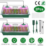 2-Pack: 40 Cell Seed Starting Tray Plant Grow Light with 4 Adjustable Brightness Garden & Patio - Tophatter Daily Deals