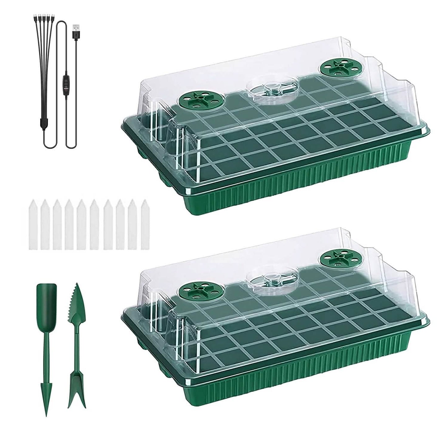 2-Pack: 40 Cell Seed Starting Tray Plant Grow Light with 4 Adjustable Brightness Garden & Patio - Tophatter Daily Deals