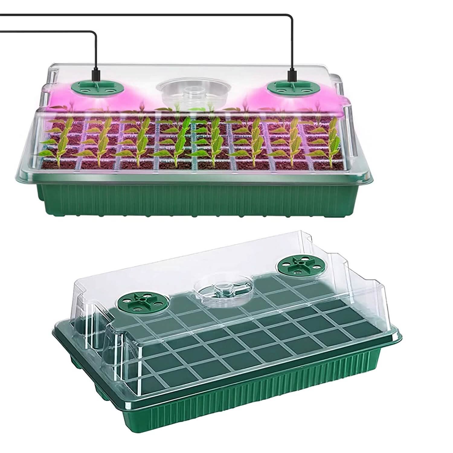 2-Pack: 40 Cell Seed Starting Tray Plant Grow Light with 4 Adjustable Brightness Garden & Patio - Tophatter Daily Deals