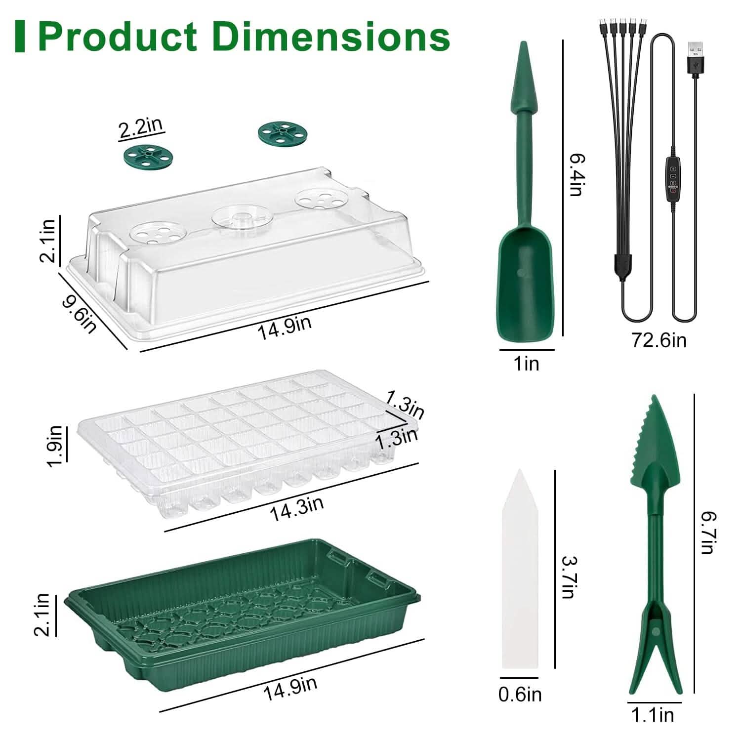 2-Pack: 40 Cell Seed Starting Tray Plant Grow Light with 4 Adjustable Brightness Garden & Patio - Tophatter Daily Deals