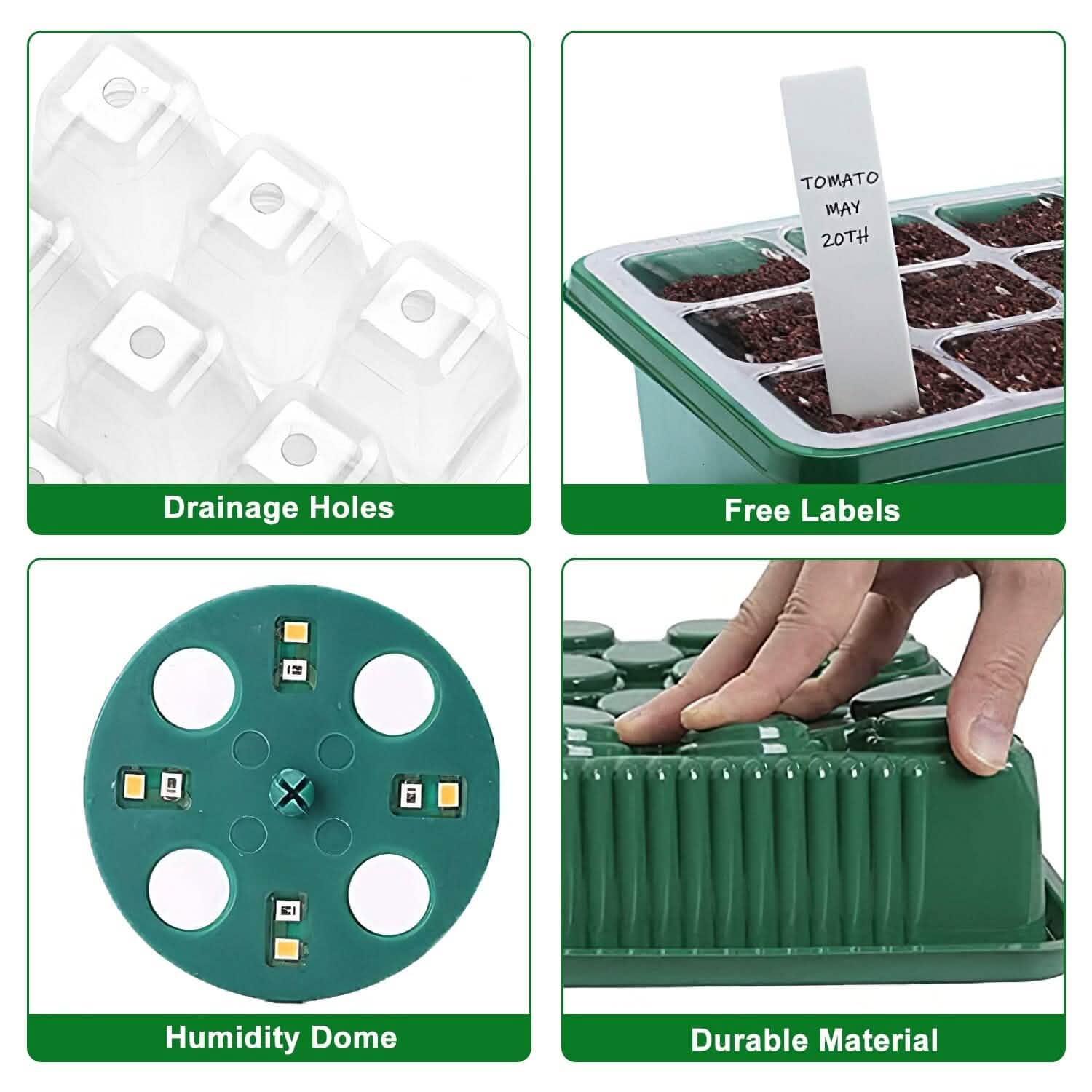 2-Pack: 40 Cell Seed Starting Tray Plant Grow Light with 4 Adjustable Brightness Garden & Patio - Tophatter Daily Deals