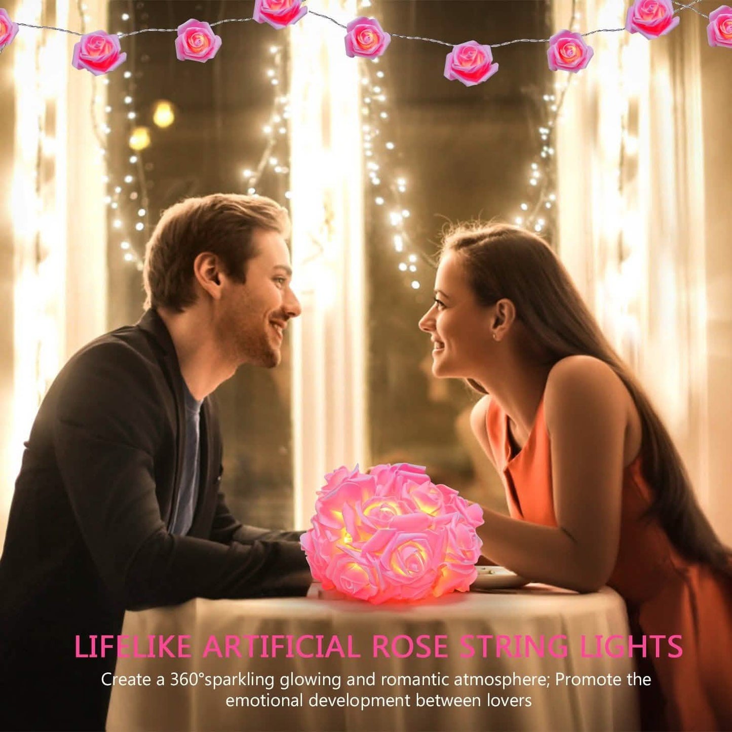 2-Pack: 40 LEDs Rose Flower String Lights String & Fairy Lights - Tophatter Daily Deals