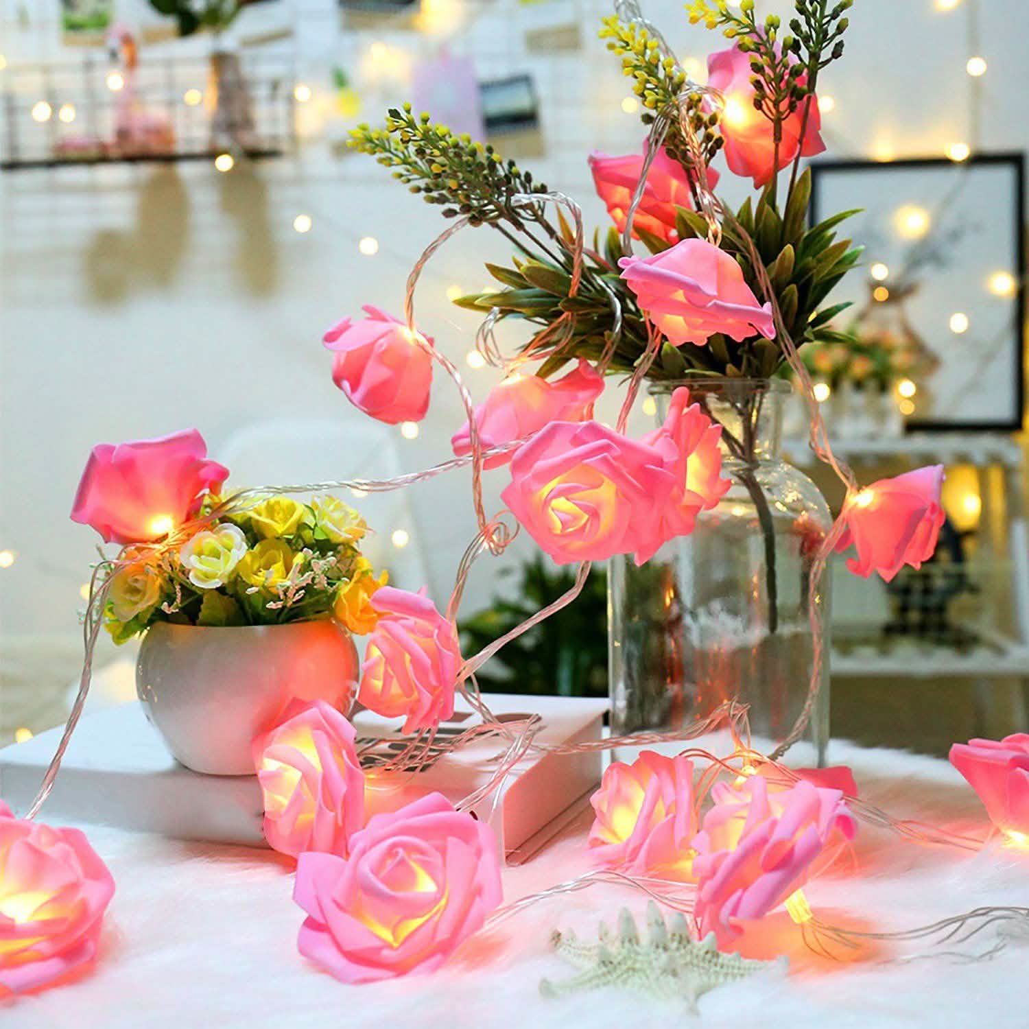 2-Pack: 40 LEDs Rose Flower String Lights String & Fairy Lights - Tophatter Daily Deals