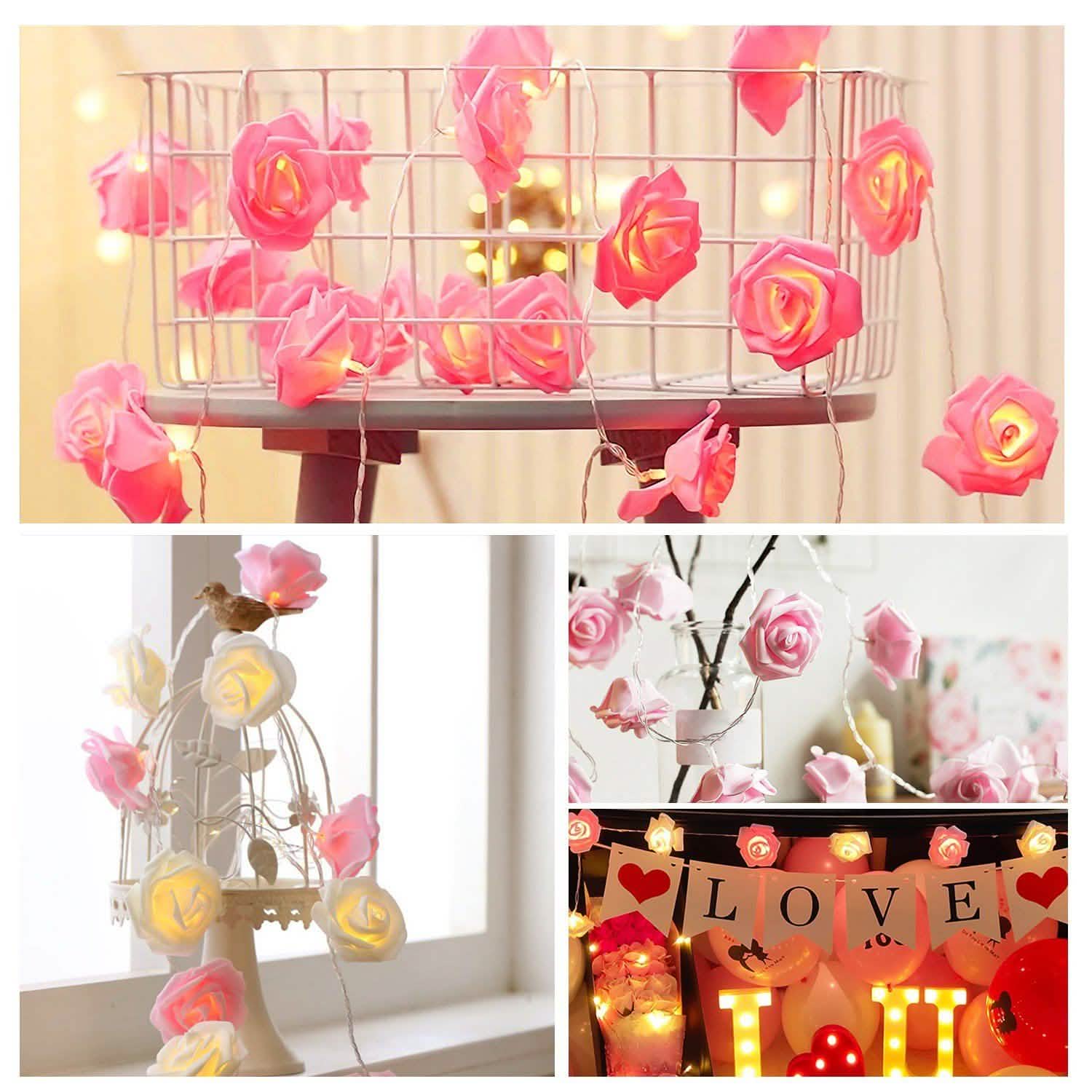 2-Pack: 40 LEDs Rose Flower String Lights String & Fairy Lights - Tophatter Daily Deals