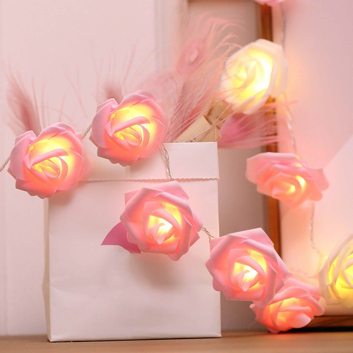 2-Pack: 40 LEDs Rose Flower String Lights String & Fairy Lights - Tophatter Daily Deals