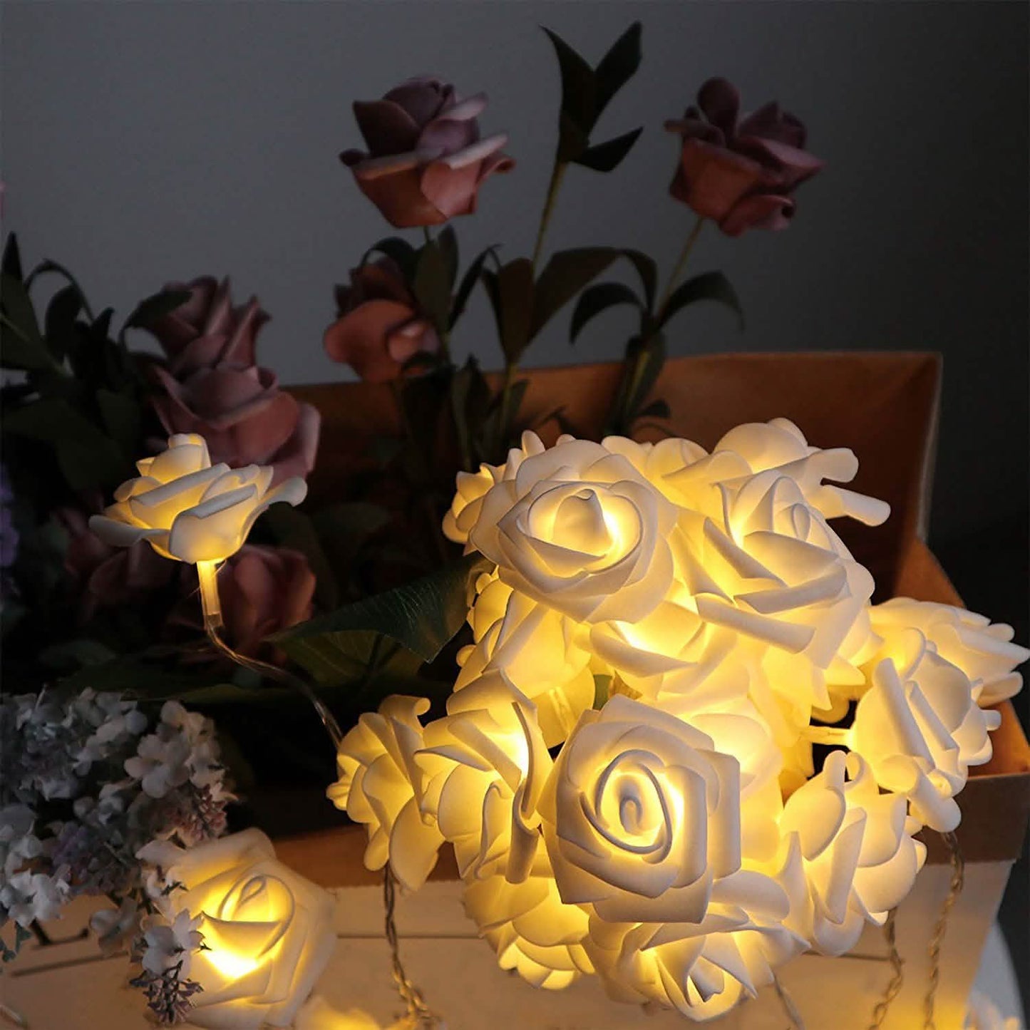 2-Pack: 40 LEDs Rose Flower String Lights String & Fairy Lights - Tophatter Daily Deals