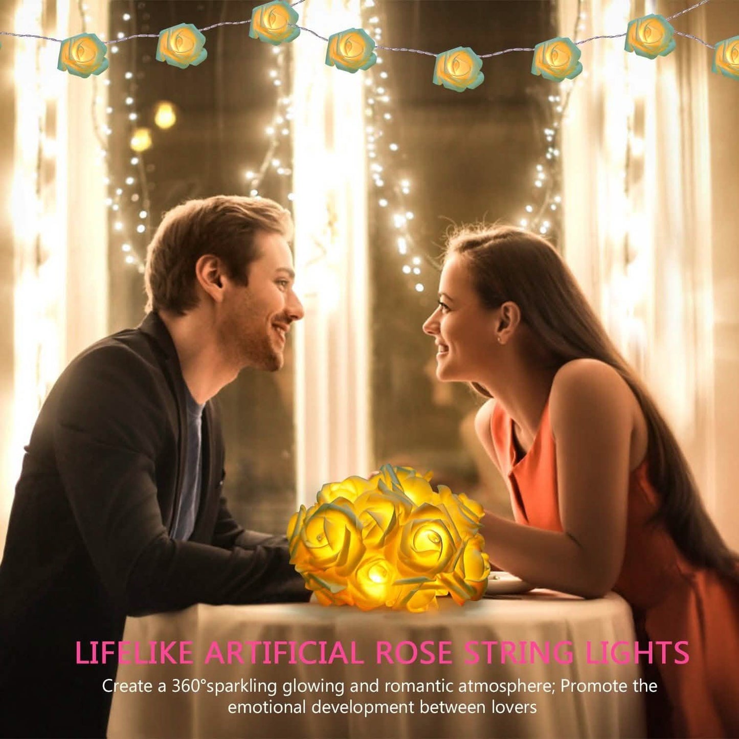 2-Pack: 40 LEDs Rose Flower String Lights String & Fairy Lights - Tophatter Daily Deals