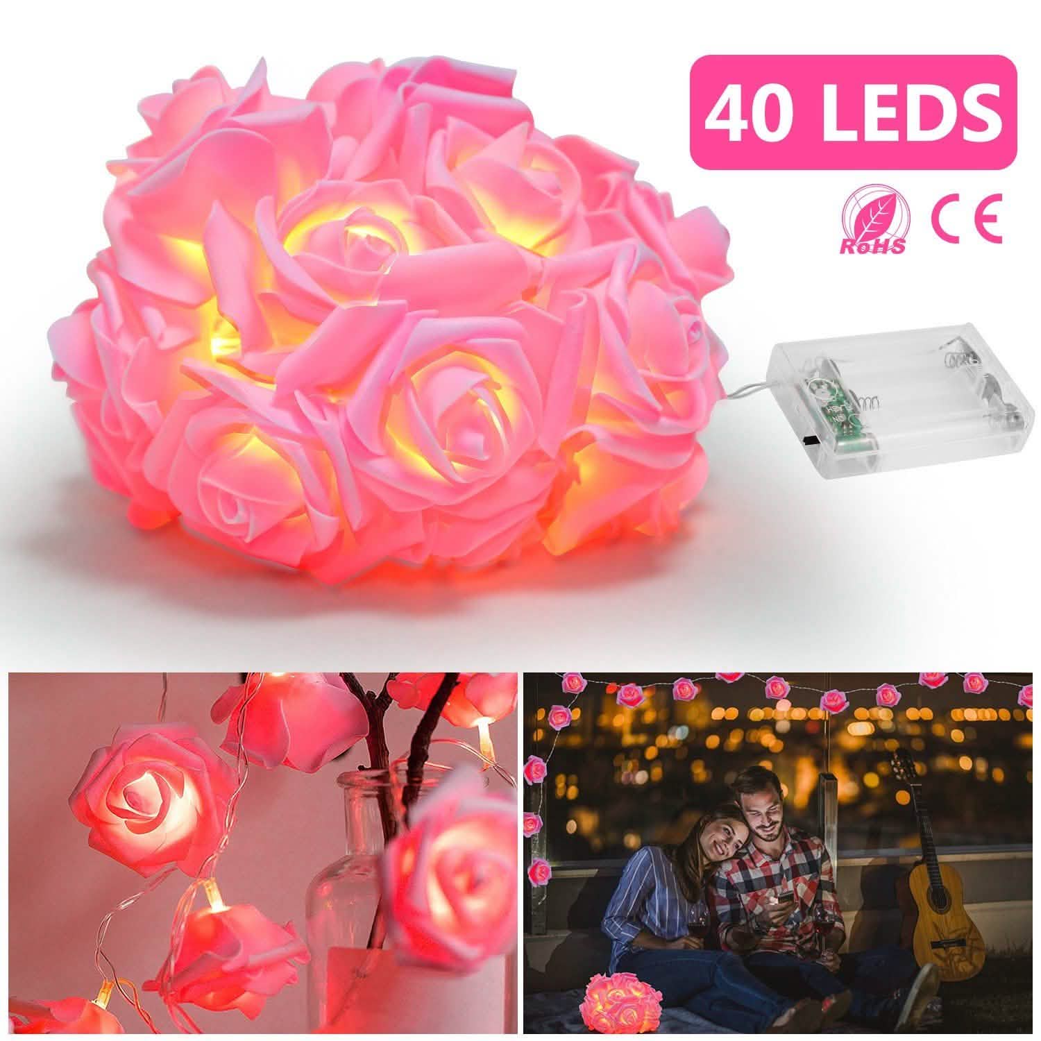2-Pack: 40 LEDs Rose Flower String Lights String & Fairy Lights - Tophatter Daily Deals