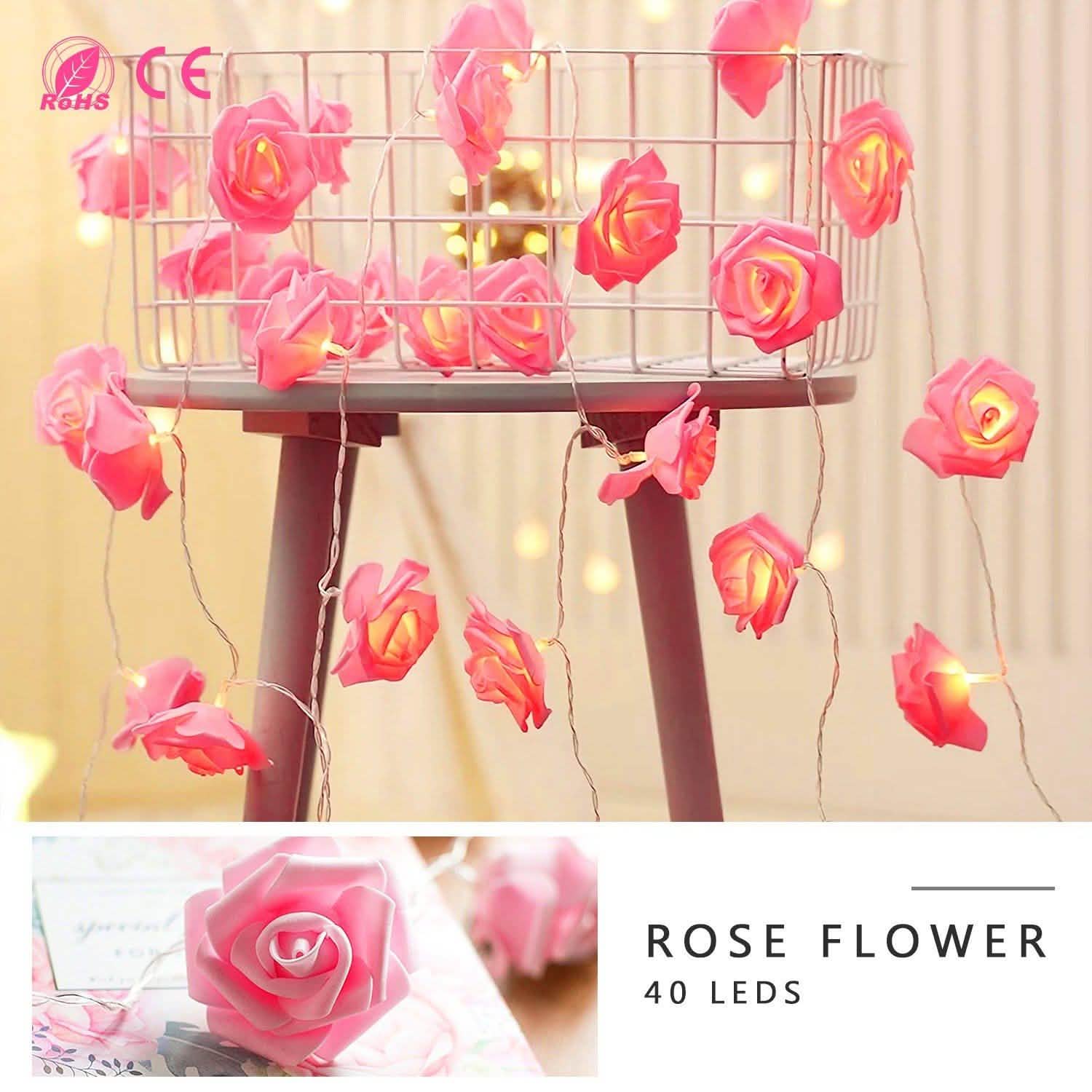 2-Pack: 40 LEDs Rose Flower String Lights String & Fairy Lights - Tophatter Daily Deals