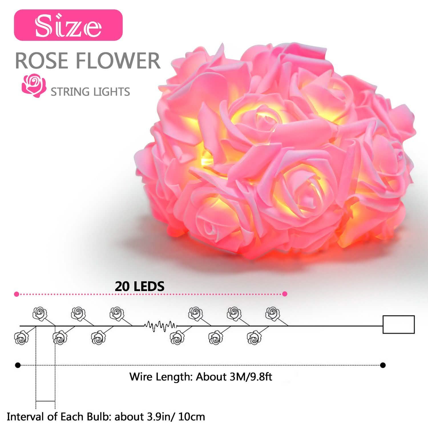 2-Pack: 40 LEDs Rose Flower String Lights String & Fairy Lights - Tophatter Daily Deals