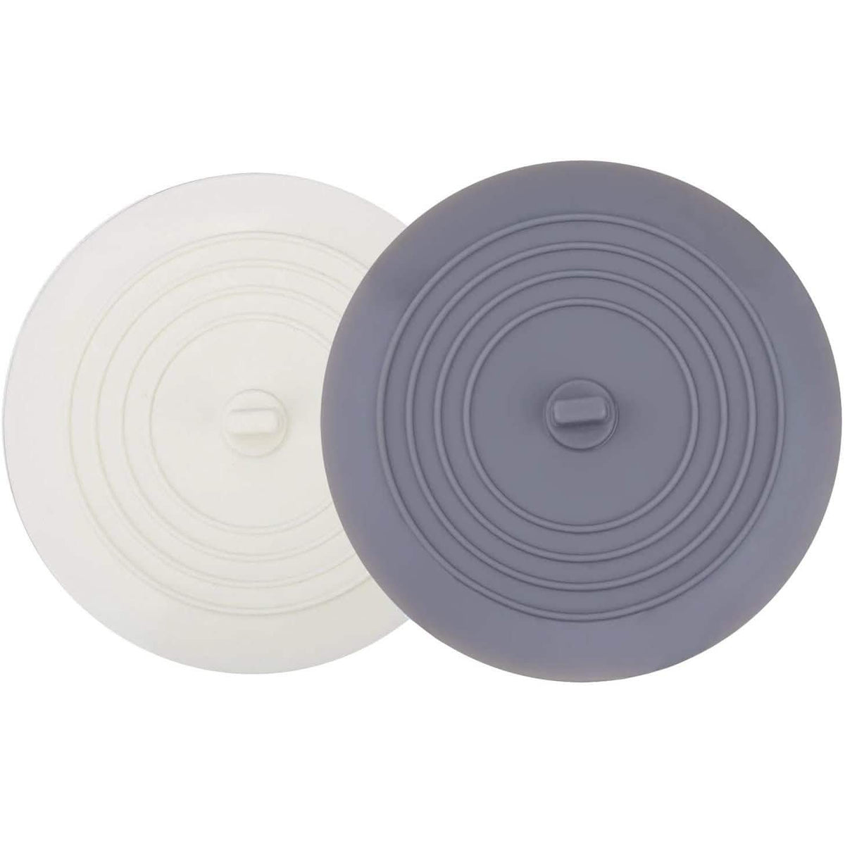 2-Pack: 6" Large Silicone Drain Plug Hair Stopper Flat Suction Cover White Gray Home Improvement - Tophatter Daily Deals
