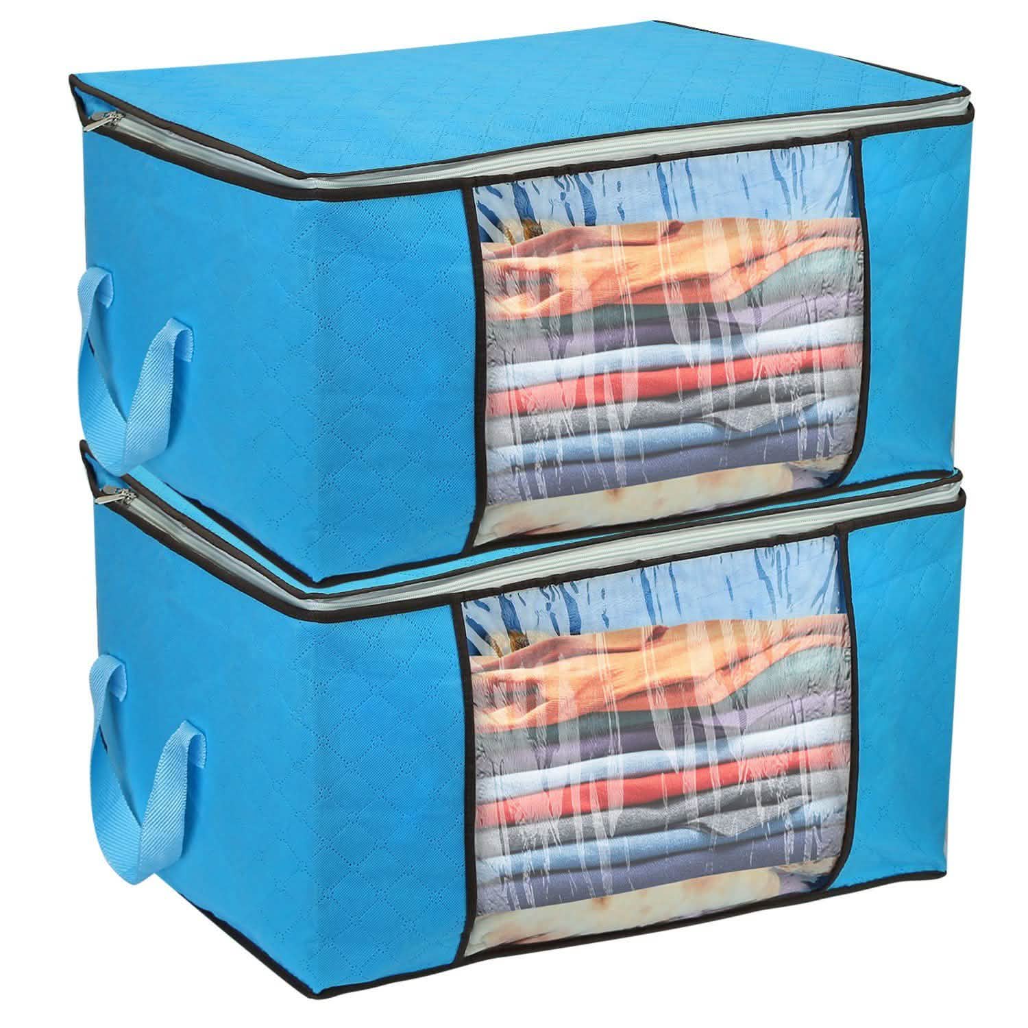 2-Pack: 90L Large Capacity Foldable Closet Organizer Blue Storage & Organization - Tophatter Daily Deals