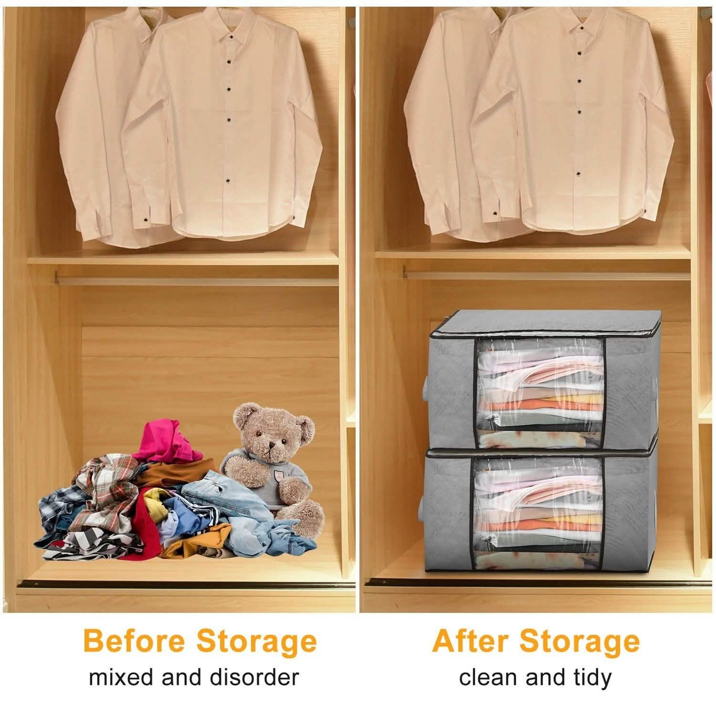 2-Pack: 90L Large Capacity Foldable Closet Organizer Storage & Organization - Tophatter Daily Deals